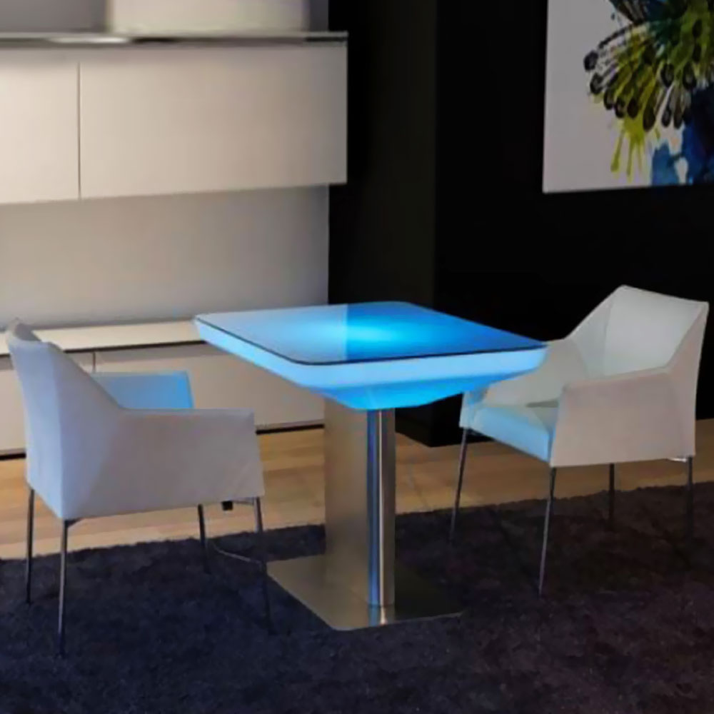 LED Rectangle Floor Table with Stainless Steel Stand