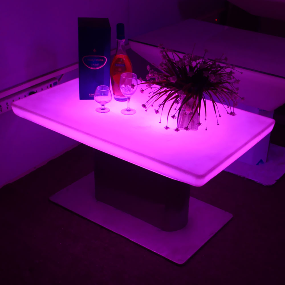 LED Rectangle Floor Table with Stainless Steel Stand